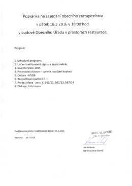 Pozvánka na zastupitelstvo 18.3.2016
