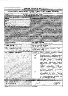Zveřejnění informací o zakázce