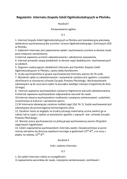Regulamin Internatu - Zespół Szkół Ogólnokształcących w Płońsku