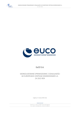 Sprawozdanie z działalności GK EUCO SA za 2015