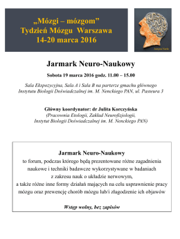 Program Jarmarku Neuro-Naukowego 2016 w Warszawie