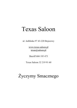 Pobierz menu - Texas Saloon