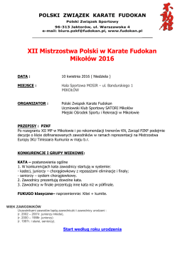 Regulamin - Polski Związek Karate Fudokan