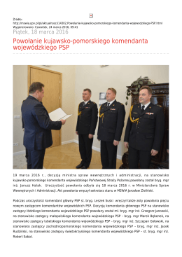 Powołanie kujawsko-pomorskiego komendanta wojewódzkiego PSP
