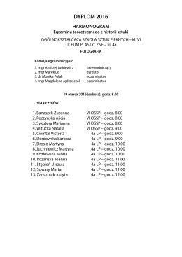 kl. VI OSSP, 4aLP - terminarz w formacie