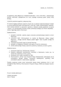 notatka ze spotkania, które odbyło się w Wydziale Środowiska, w