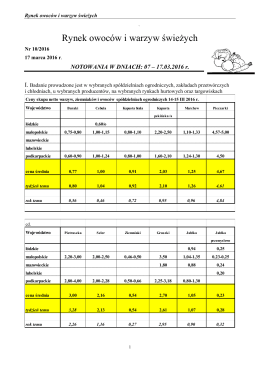 Ceny owoców i warzyw w okresie 7-17.03.2016