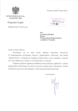 Minister Rolnictwa i Rozwoju Wsi Krzysztof JURGIEL