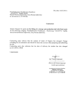 Change the dedline for submission of tenders