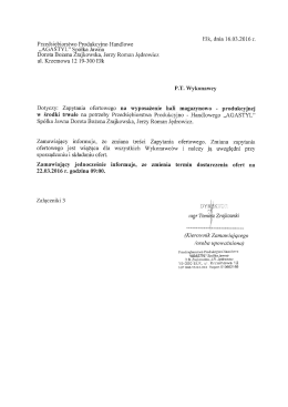 Zmiana terminu składania ofert
