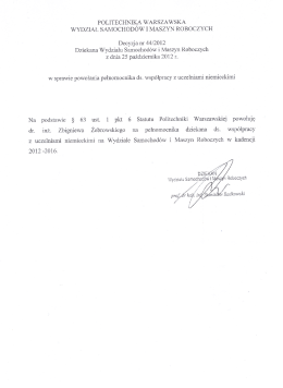 w Sprawie powołania pełnomocnika ds. Współpracy z uczelniami