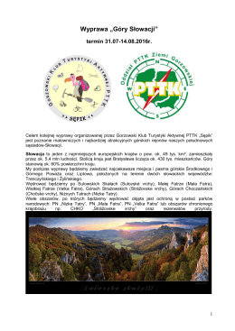 Wyprawa „Góry Słowacji-Sulowskie Skały, Mała i Wielka Fatra