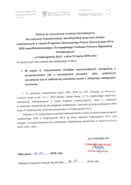 Zmiana Wytycznych pkt X.7 z 16.03.2016