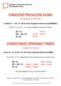 Otevírací doba v době Vánoc – leták ke stažení