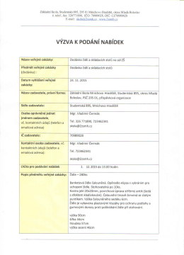 Výzva k podání nabídek - Základní škola Mnichovo Hradiště