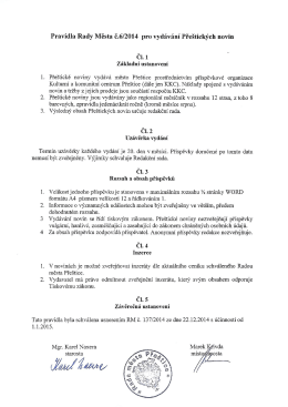 Pravidla rady města pro vydávání Přeštických novin ()