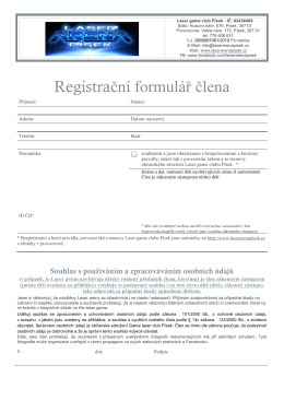 Registrační formulář člena