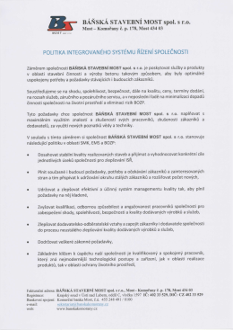 Politika ISŘ spol. BÁŇSKÁ STAVEBNÍ MOST spol. s r.o.
