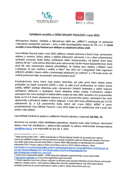 Vyhlášení Ceny Milady Paulové 2015