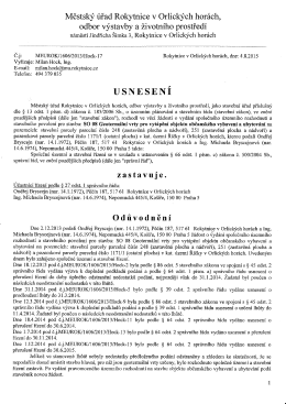 Usnesení o zastavení územního rozhodnutí a stavebního povolení