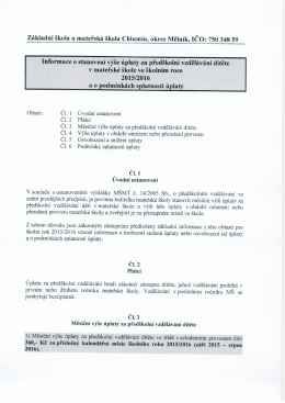 Informace o stanovení výše úplaty za předškolní vzdělávání dítěte v