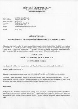 Zru&scaron;en&iacute; z&aacute;kazu odběru povrchov&yacute;ch vod