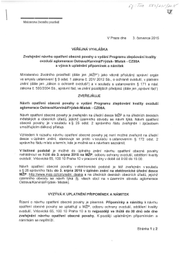 Zveřejnění návrhu opatření obecně povahy o vydání Programu