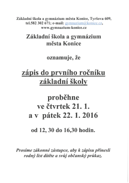 Zápis do prvního ročníku základní školy