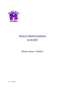 Zpráva o činnosti organizace za rok 2014 Dětský domov, Staňkov