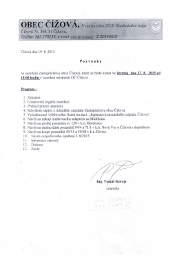 OBEC CIZOVA Vesnice roku 2010 Jihočeského kraje i*: