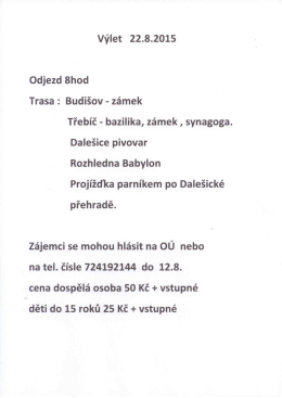 Výlet 22.8.2015
