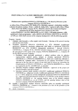 POZV&Aacute;NKA NA VALNOU HROMADU l IN VI TATION T 0 GENERAL