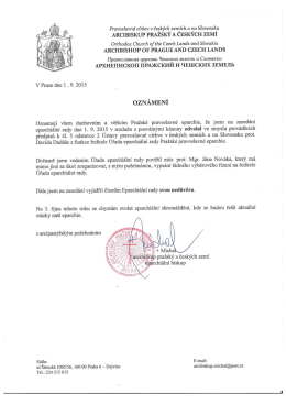 ARCIBISKUP PRAŽSKÝA ČESKÝCH ZEMÍ