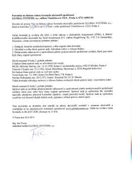 Pozvánka na řádnou valnou hromadu akcionářů společnosti V