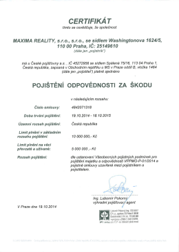Certifik&aacute;t poji&scaron;těn&iacute; odpovědnosti