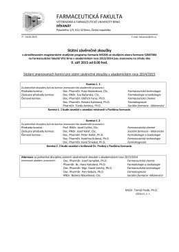 Složení jmenovaných komisí pro SZZ v akademickém roce 2014/2015