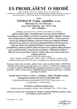 ES PROHLÁŠENÍ o SHODĚ - SALVATOR STŘECHY sro