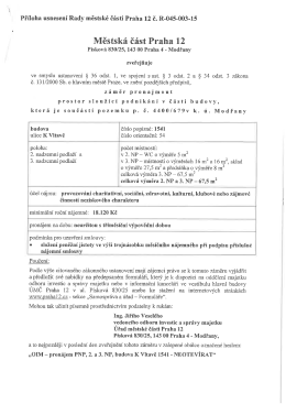 Záměr pronájmu volného prostoru nesloužícího podnikání v části