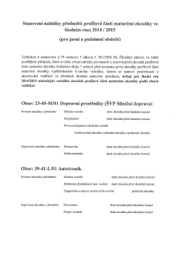 Stanovení nabídky předmětů proﬁlové části maturitní zkoušky ve