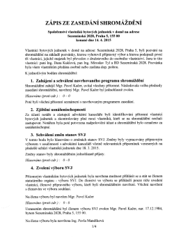 Zápis ze zasedání shromáždění dne 13. 4. 2015
