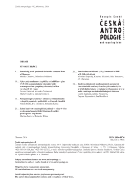 Česká antropologie, 2014, 64(2), obsah čísla