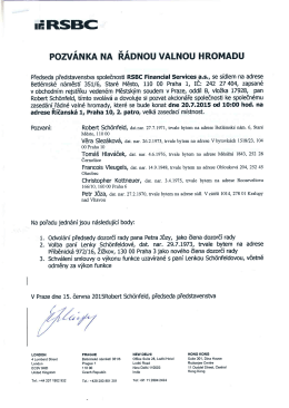 Pozv&aacute;nka na zased&aacute;n&iacute; Valn&eacute; hromady