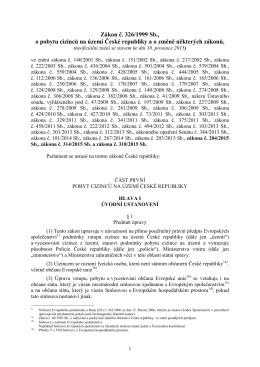 Zákon č. 326/1999 Sb., o pobytu cizinců na území České republiky