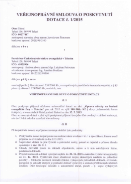 VEŘEJNOPRÁVNÍ SMLOUVA o POSKYTNUTÍ DOTACE č. 1/2015