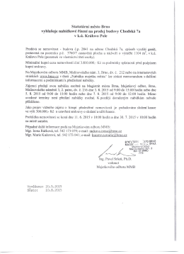 vyhlašuje nabídkové řízení na prodej budovy Chodská 7a