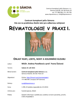 Pozvánka Revmatologie v praxi 19.9.2015