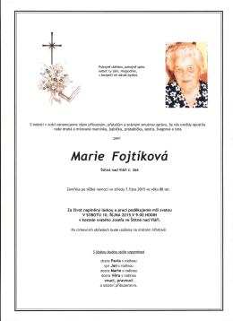 7.10.2015 Marie Fojtíková - Štítná nad Vláří