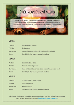 &Scaron;`I`ĚDROVEČERM MENU
