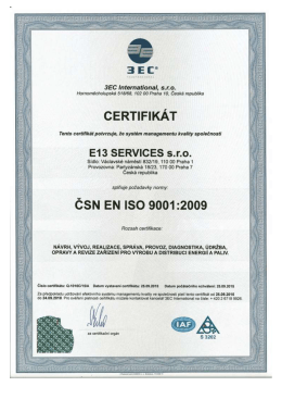 certifikáty - E13 SERVICES sro