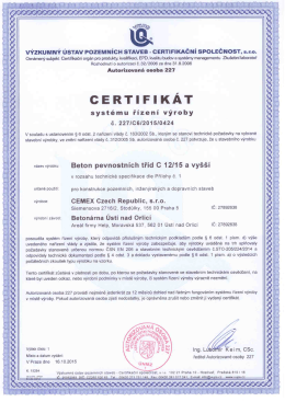 CERTIFIK&Aacute;T SYST&Eacute;MU Ř&Iacute;ZEN&Iacute; V&Yacute;ROBY